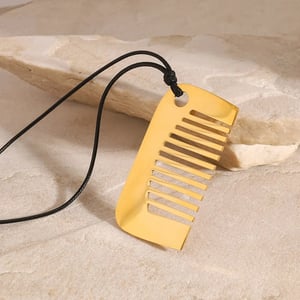 1 Piece Niche Casual Style Comb Shape Stainless Steel  Gold Color Women's Pendant Necklace h5 